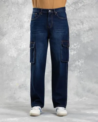 Baggy Cargo Jeans Dark Blue-32