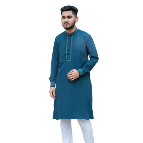 Deep Teal Embroidered Punjabi-XL