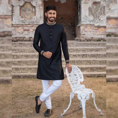 Imperial Ebony Black Panjabi -XL