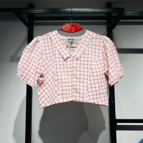 Crimson Grid Checkered Blouse