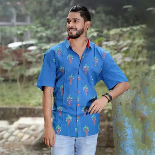 Summer Breeze Cotton Shirt-Sky Blue