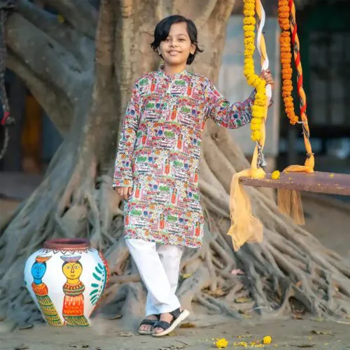 Colorful Heritage - Kids' Traditional Motif Panjabi-4-5
