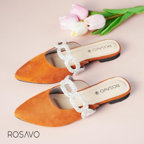 Orange Chain-Detail Mules