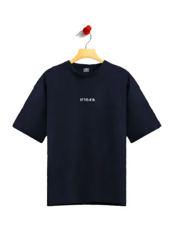 Solid Navy Drop Shoulder-XL