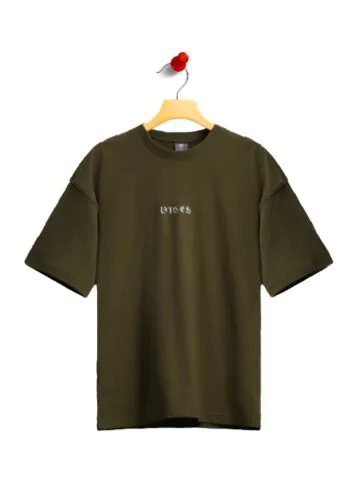 Solid Olive Drop Shoulder-L