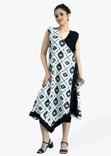 VANESSA Beautiful Black & White Wrap Dress