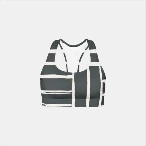 Sports Bra-Monochrome Grid-L