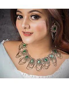 Majestic Green Emerald Tassel Choker