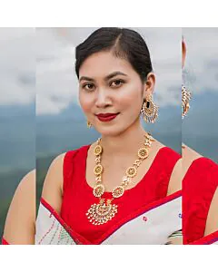 Golden Floral Cascade Necklace Set