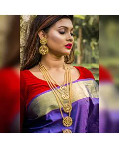 Golden Blossom Layered Necklace Set