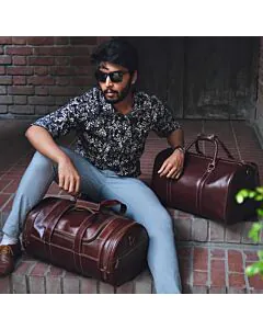 Genuine Leather Round Shape Large Duffle Bag for Travel & Gym