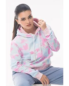 Printed premium hoodie-pink and blue 