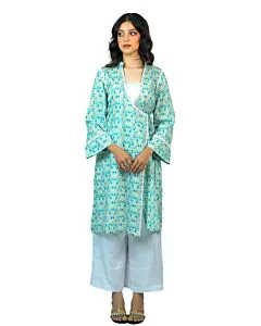 Elegant HAYA Printed White 2 Piece Set with Delicate Lace Detailing-S