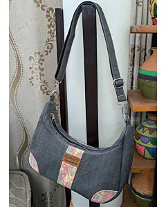 Maria Bag-Denim & Floral Pink Print