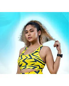 Premium Spors Bra-Bold Yellow Lightning
