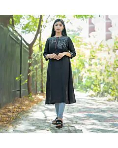 Noir Elegance Embroidered Kamiz