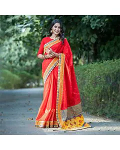 Crimson Heritage Handwoven Saree