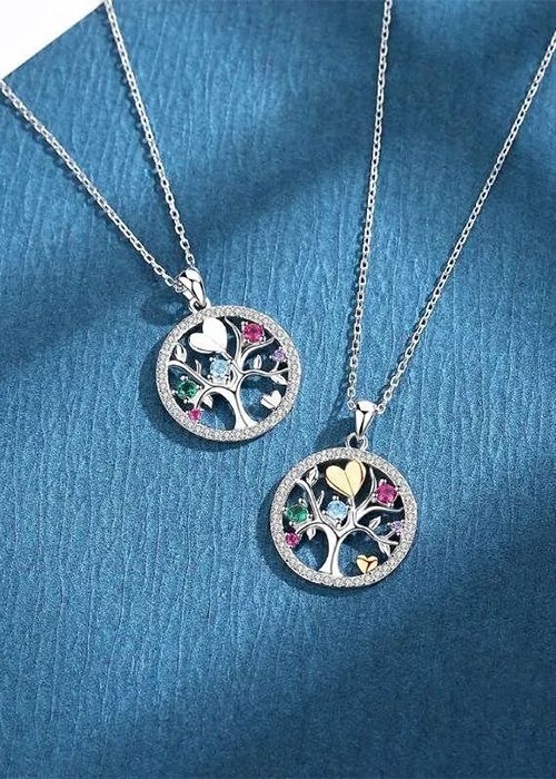 925 Sterling Silver Tree of Life Heart Pendant Necklace