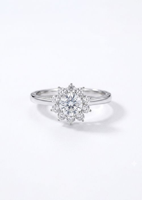 925 Sterling Silver Halo Cluster Open Ring
