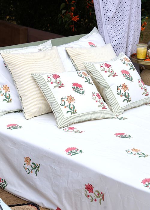 Florenza Handblock Quilt & Bedsheet Set- Queen Size 