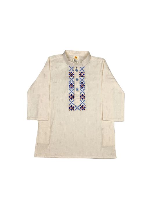 Boys White Cotton Embroidered Punjabi