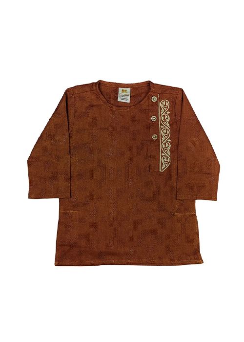 Boys Chocolate Cotton Embroidered Punjabi
