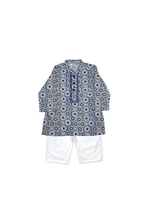 Boys Cotton Printed Punjabi Pajama Set