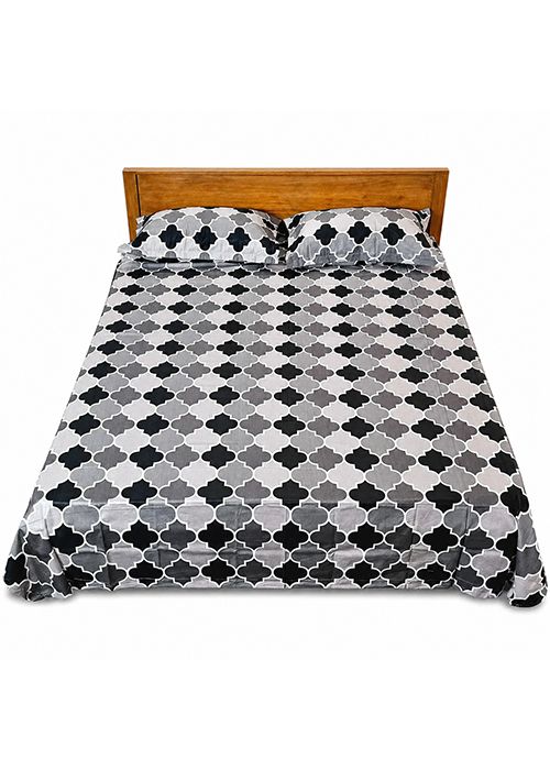 Ash Moroccan Print Cotton Bedsheet Set