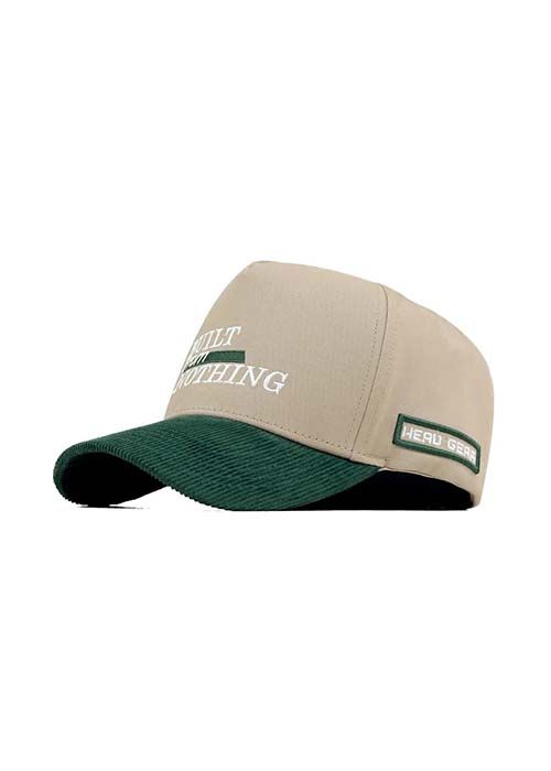 Beige Green Cotton Graphic Colorblock Casual Cap