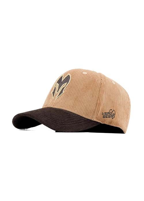 Beige Suede Cotton Embroidered Casual Cap
