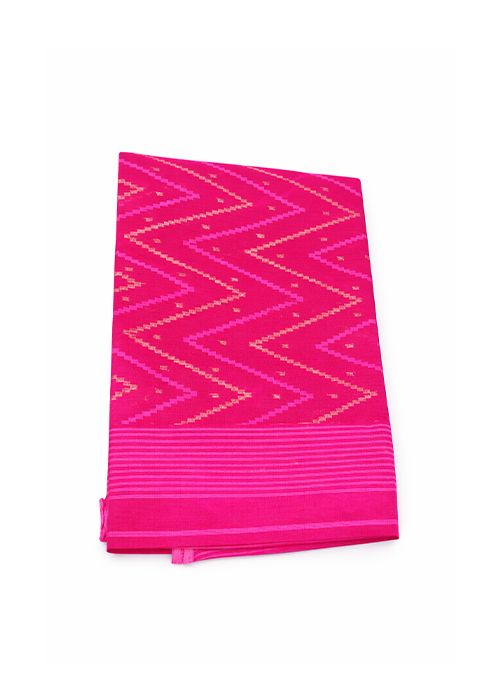 Magenta Handmade Half Silk Jamdani Saree with Blouse
