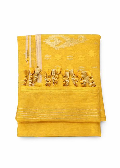 Yellow Jamdani Saree With Blouse