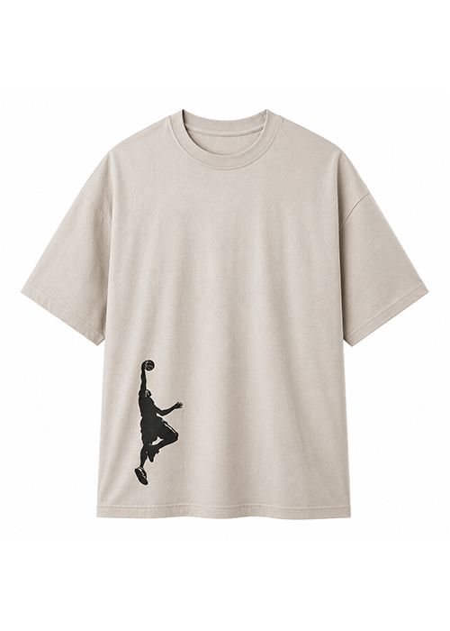 Drop Shoulder Cotton Basketball Graphic T-Shirt