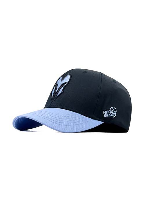 Black Cotton Baseball Cap with Sky Blue Contrast Visor