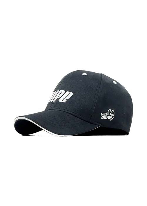 Black Cotton Baseball Cap with White Hype Embroidery