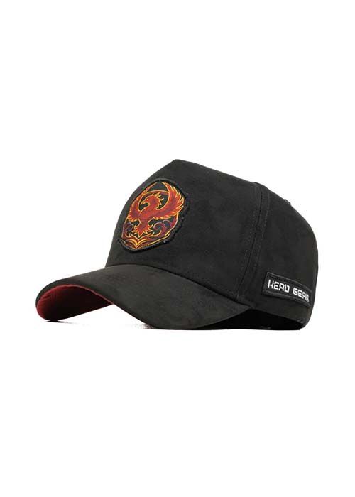 Black Cotton Graphic Embroidered Casual Curved Cap