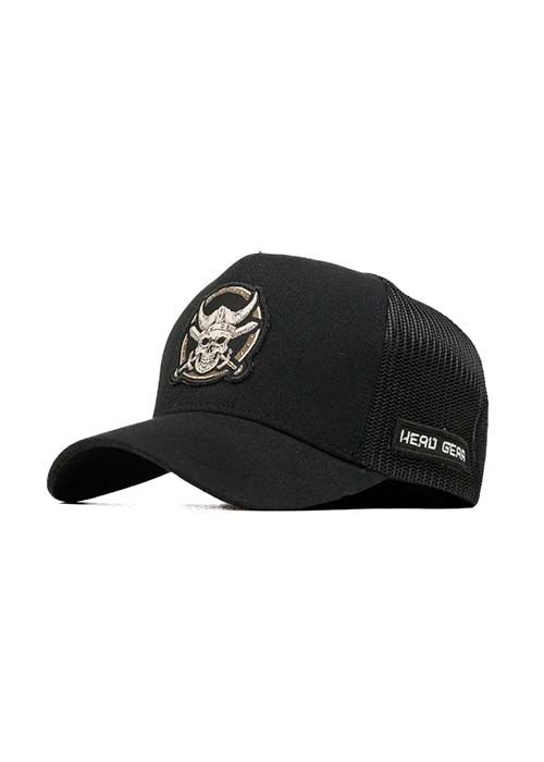 Black Mesh Cotton Graphic Embroidered Casual Cap