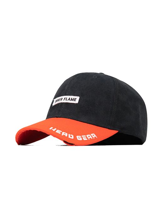 Black Red Suede Cotton Slogan Casual Cap
