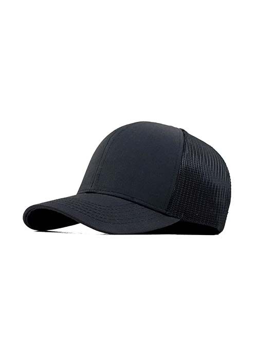Black Twill Solid Fitted Structured Cap