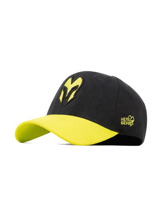 Black Yellow Cotton Graphic Colorblock Casual Cap