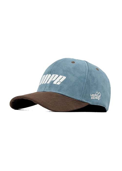 Blue Cotton Baseball Cap with Brown Contrast Visor