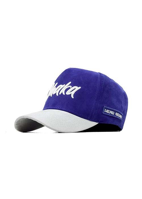 Blue Cotton Baseball Cap with Script Embroidery