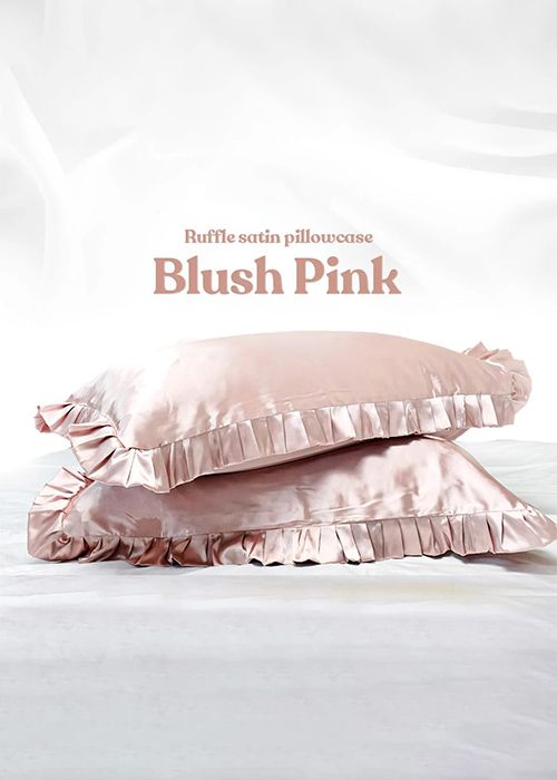 Blush Pink Ruffle Satin Pillowcase