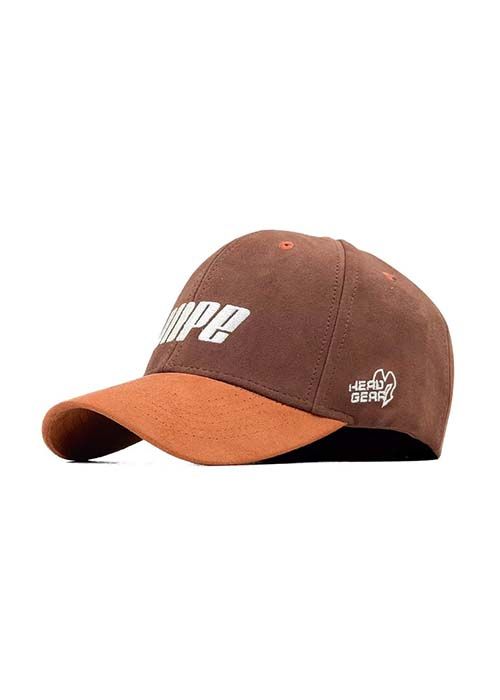 Brown Cotton Baseball Cap with Orange Contrast Visor