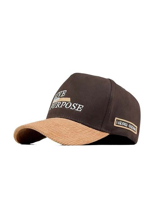 Brown Cotton Graphic Colorblock Casual Cap