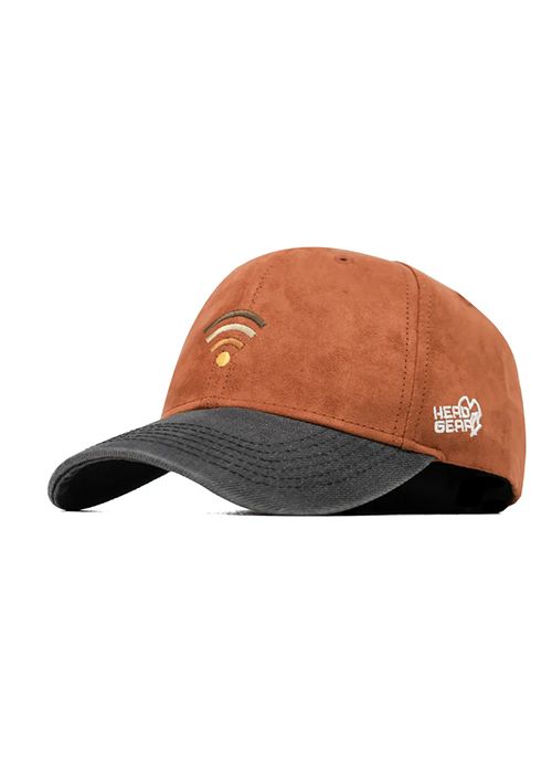 Brown Suede Cotton Embroidered Casual Curved Cap
