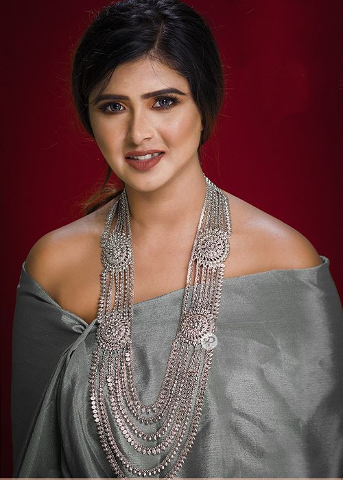 Chandrika Regal Silver-Plated Long Necklace