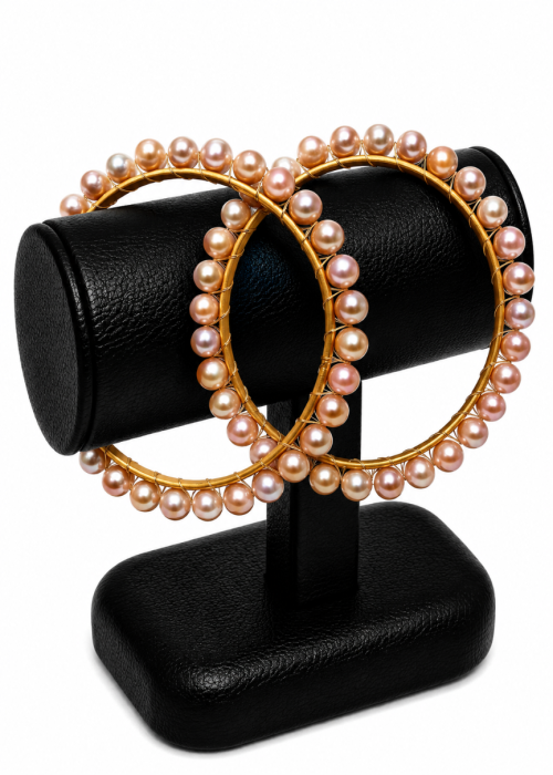 Pink Freshwater Pearl Churi – Elegant Adjustable Bracelet