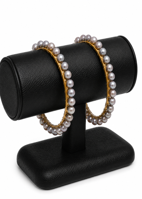 Silver Freshwater Pearl Churi – Elegant Adjustable Bracelet