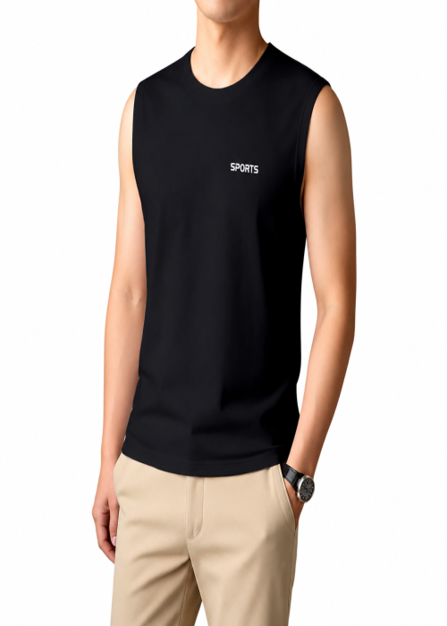 Zohan Tex Men’s Black Cotton Tank Top – Soft, Breathable & Casual